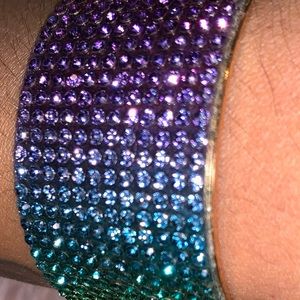 RAINBOW RHINESTONE CUFF BRACELET
